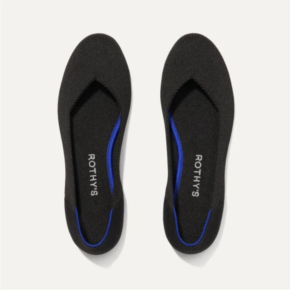 Rothy's Women's Flats in Black with Blue Trim